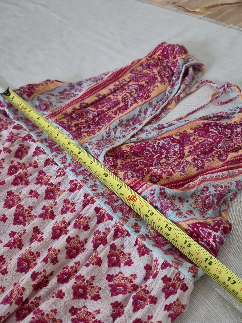 Boho Paisley Crinkle Maxi Dress Pink Yellow Casual Festival, Sun Dress - Picture 9 of 11